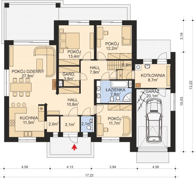Rzut projektu APS 151 NEW - Parter