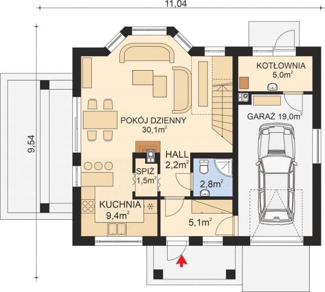 Rzut projektu APS 142 NEW - Parter
