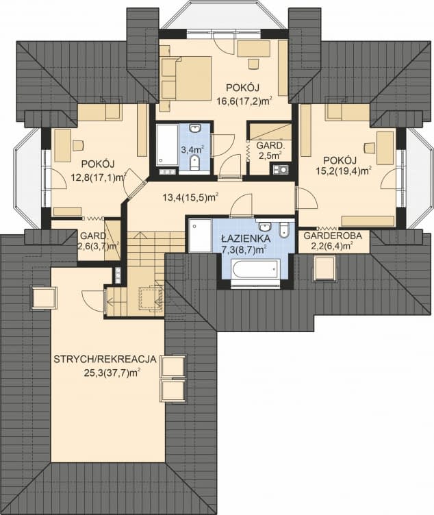 Rzut projektu APS 121 - Poddasze