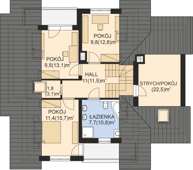 Rzut projektu APS 055 - Poddasze