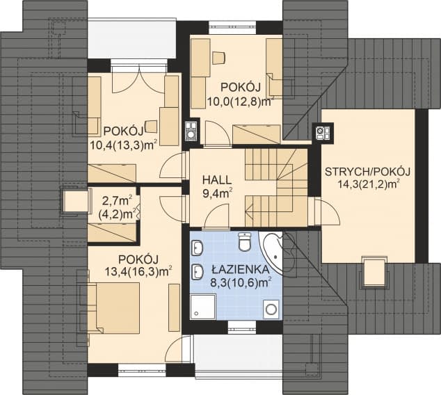 Rzut projektu APS 055 NEW - Poddasze