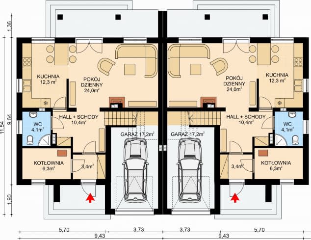 Rzut projektu APS 107 - Parter