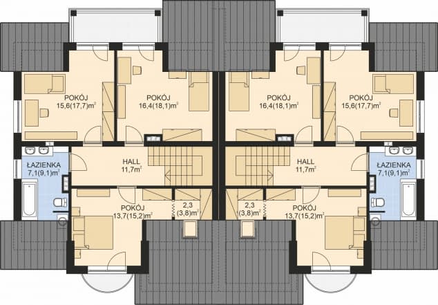 Rzut projektu APS 107 - Poddasze