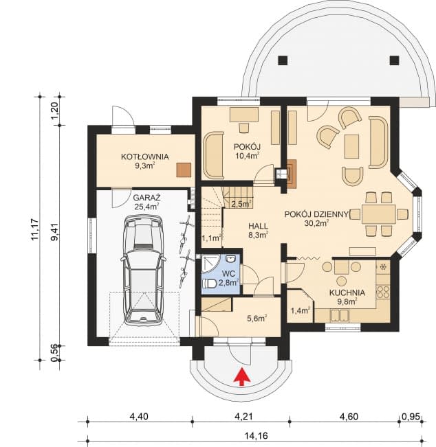 Rzut projektu APS 246 ECO - Parter