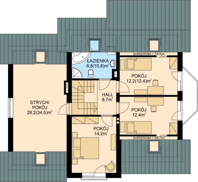Rzut projektu APS 246 ECO - Poddasze