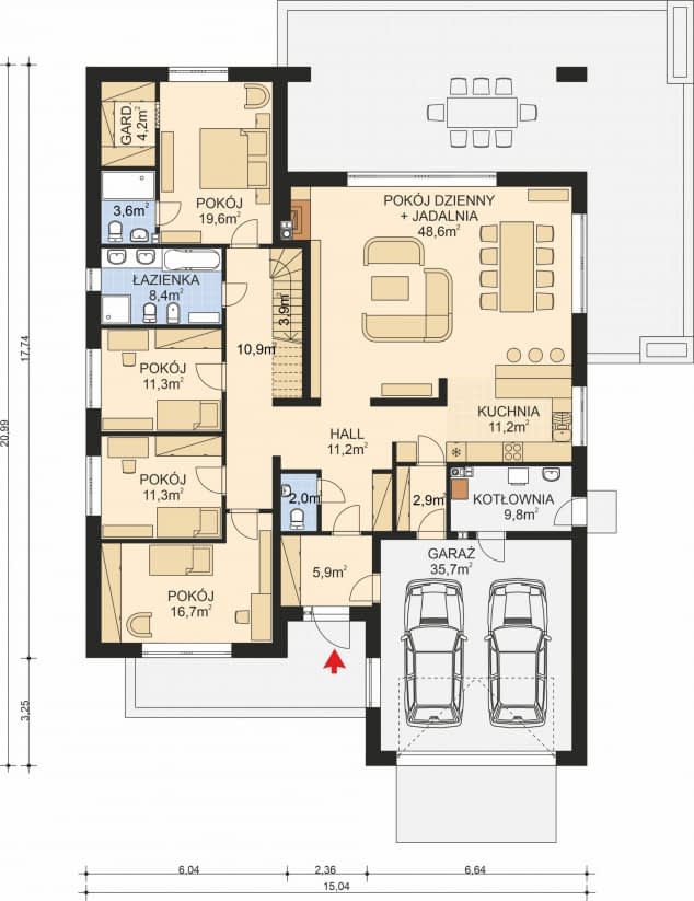 Rzut projektu APS 314 - Parter