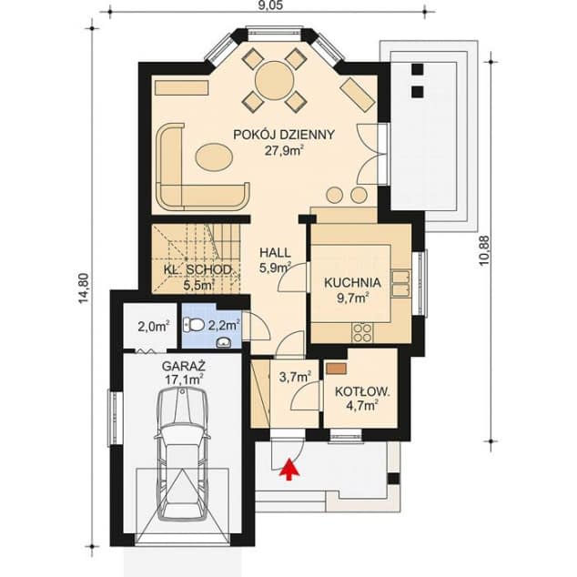 Rzut projektu APS 053 NEW - Parter
