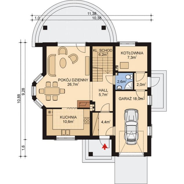 Rzut projektu APS 188 NEW - Parter