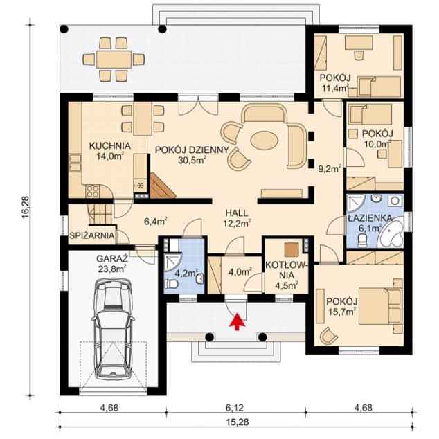 Rzut projektu APS 219 - Parter