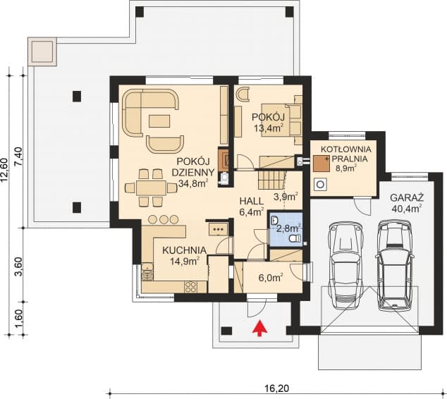 Rzut projektu APS 300 + 2G - Parter