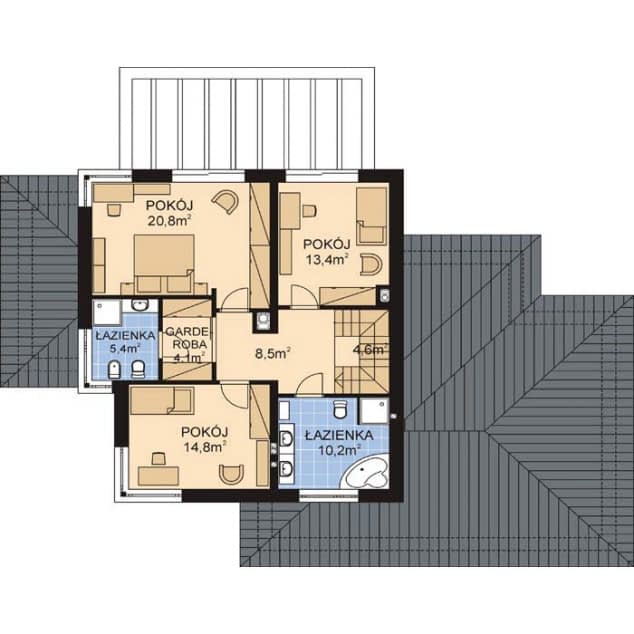 Rzut projektu APS 300 + 2G - Poddasze