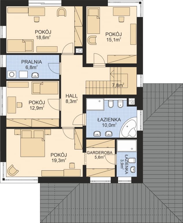 Rzut projektu APS 275 wariant 2 - Piętro