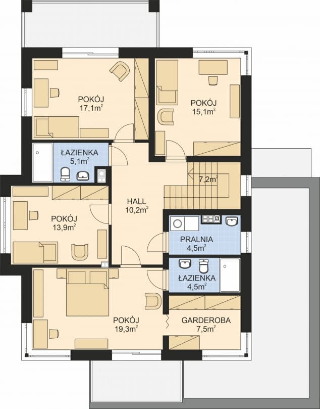 Rzut projektu APS 275 - Piętro