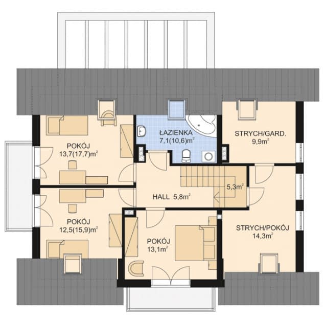 Rzut projektu APS 289 ECO - Poddasze