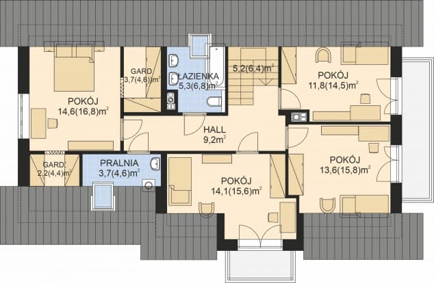Rzut projektu APS 262+G - Poddasze