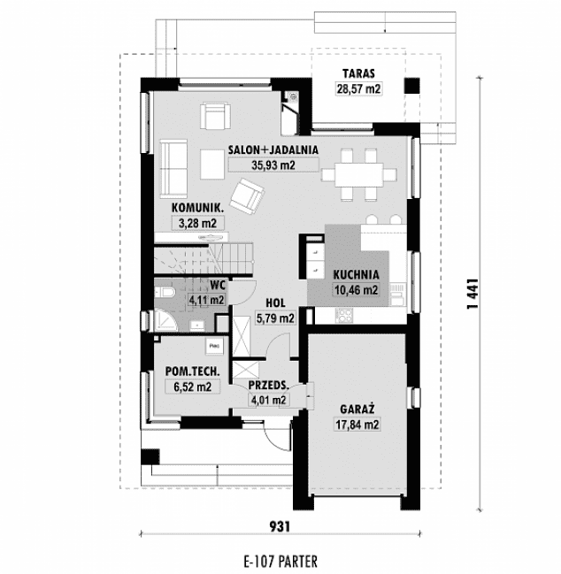 Rzut projektu E-107 -  