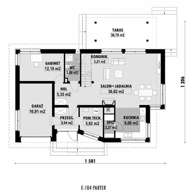 Rzut projektu E-104 -