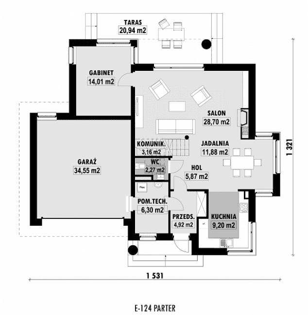 Rzut projektu E-124 -  