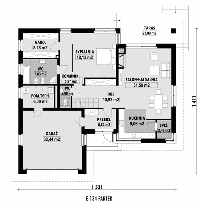 Rzut projektu E-134 -  