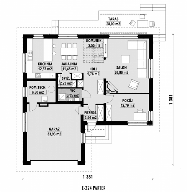 Rzut projektu E-224 -  