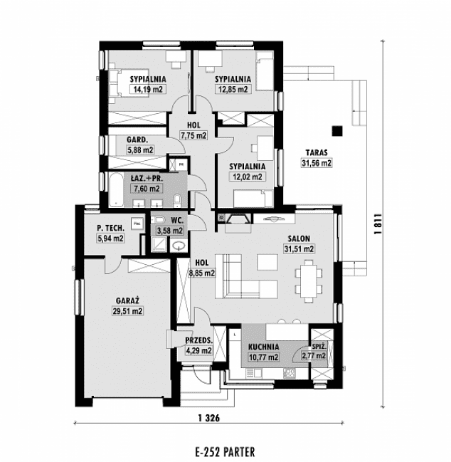 Rzut projektu E-252 -  