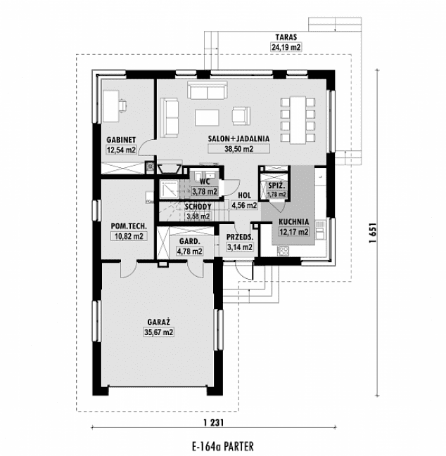 Rzut projektu E-164a -