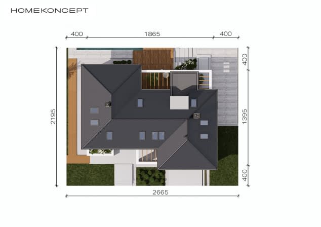 Rzut projektu HOMEKONCEPT 13 EN - Usytuowanie na działce
