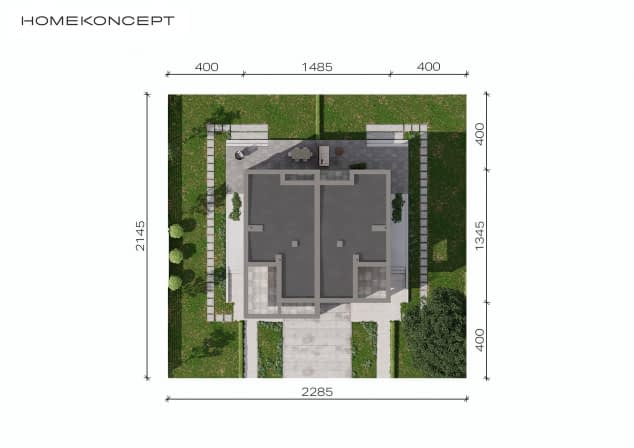 Rzut projektu HOMEKONCEPT 75 B - Usytuowanie na działce