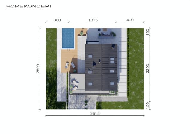 Rzut projektu HOMEKONCEPT 02 G2 EN - Usytuowanie na działce