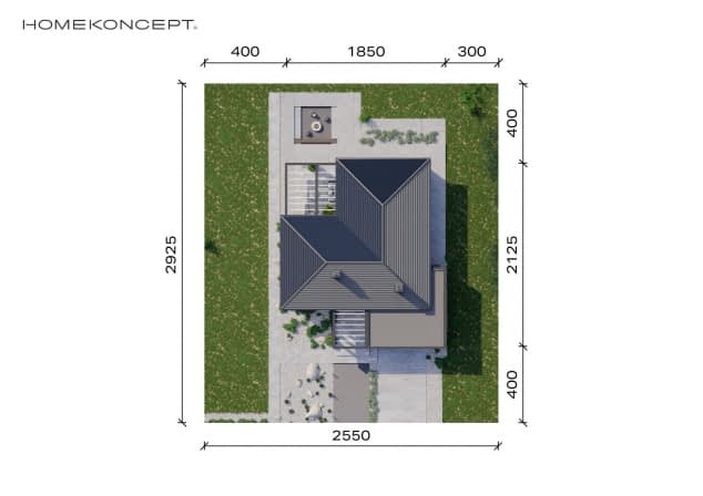 Rzut projektu HOMEKONCEPT 26 wariant 04 - Usytuowanie na działce