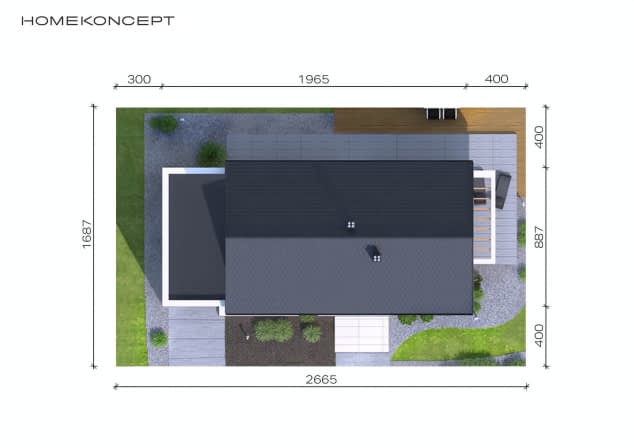 Rzut projektu HOMEKONCEPT 44 G1 - Usytuowanie na działce