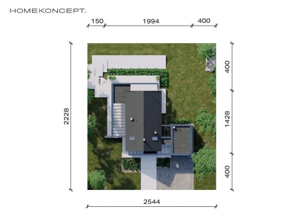 Rzut projektu HOMEKONCEPT 66 A G1 - Usytuowanie na działce