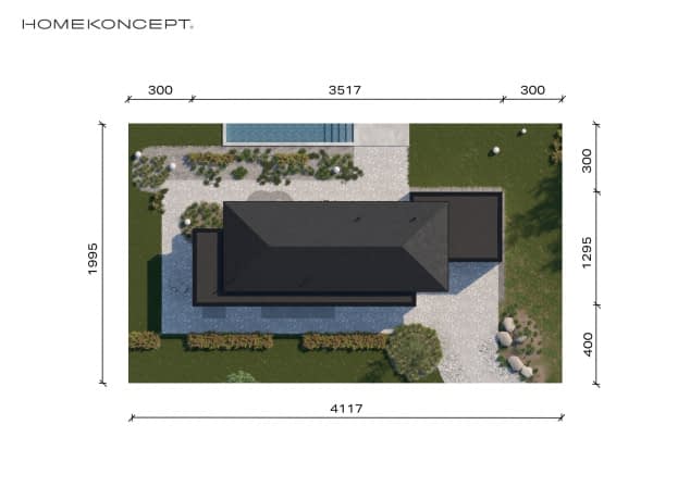 Rzut projektu HOMEKONCEPT 90 - Usytuowanie na działce