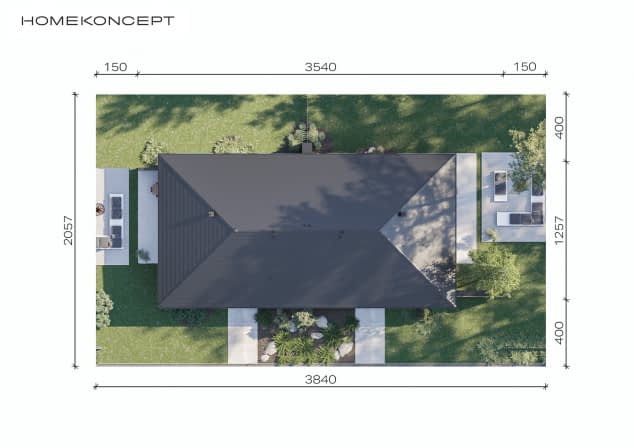 Rzut projektu HOMEKONCEPT 97 B - Usytuowanie na działce