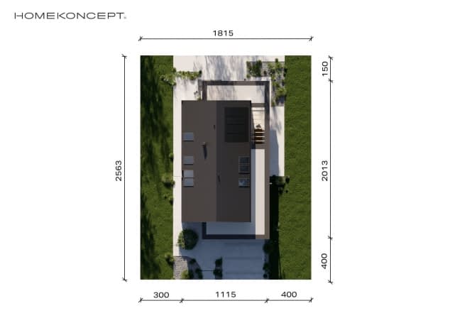 Rzut projektu HOMEKONCEPT 130 wariant 02 - Usytuowanie na działce