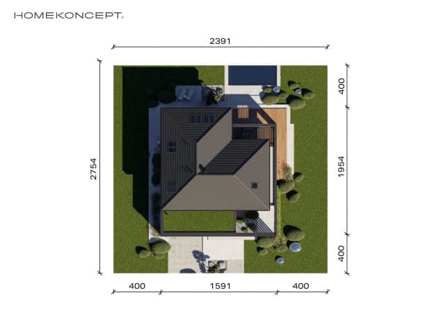 Rzut projektu HOMEKONCEPT 128 - Usytuowanie na działce