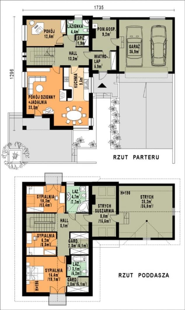 Rzut projektu WB-0050 - Parter