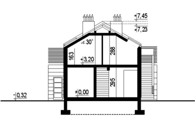 Rzut projektu WB-0043 - Przekrój
