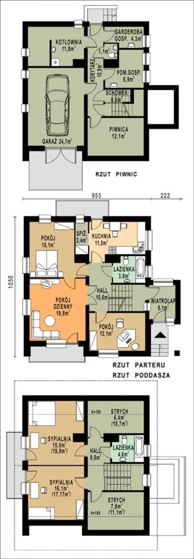 Rzut projektu WB-3309 - Parter