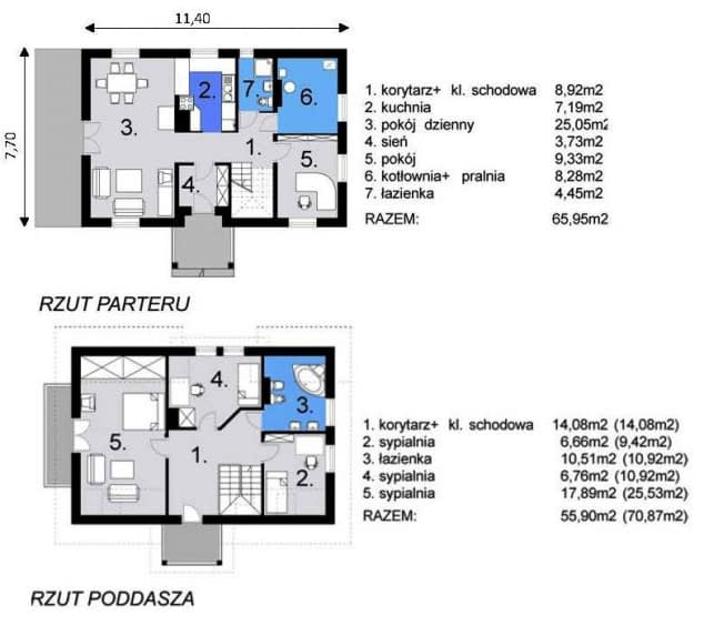 Rzut projektu WB-1107 - Parter
