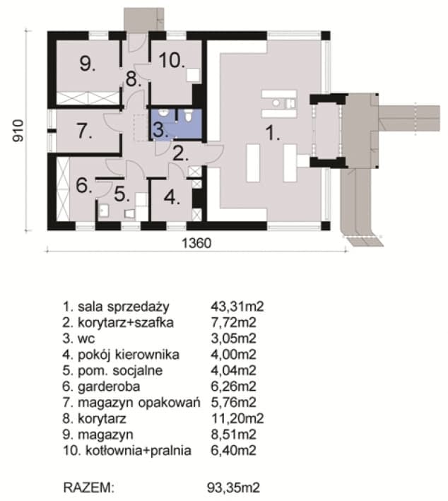 Rzut projektu WB-1034 - Parter