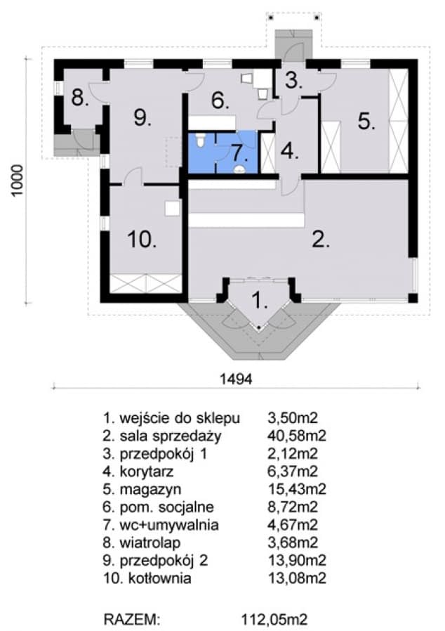 Rzut projektu WB-1031 - Parter