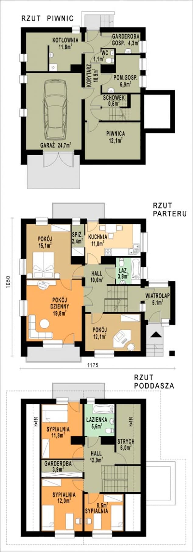Rzut projektu WB-3300 - Parter
