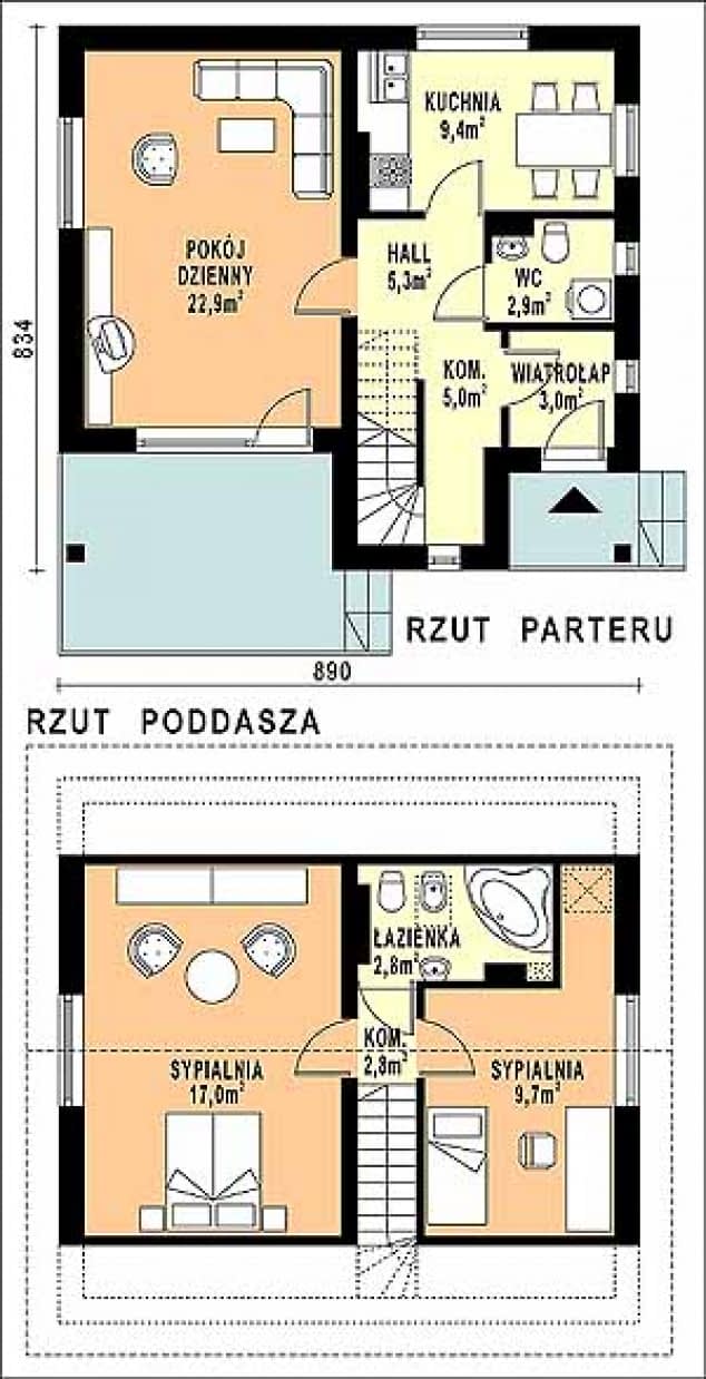 Rzut projektu WB-3306 - Parter