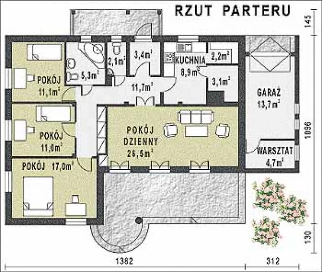Rzut projektu WB-3308 - Parter