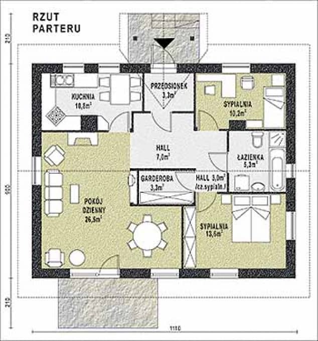 Rzut projektu WB-3393 - Parter