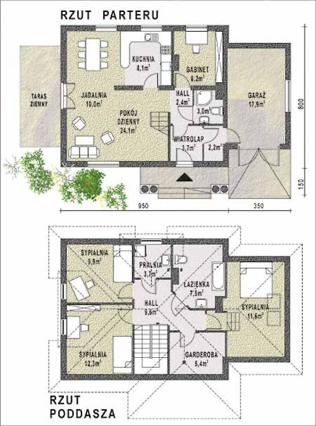 Rzut projektu WB-3396 - Parter