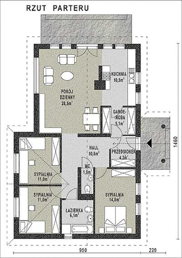 Rzut projektu WB-3399 - Parter