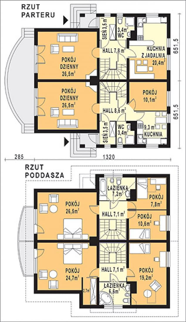 Rzut projektu WB-3400 - Parter