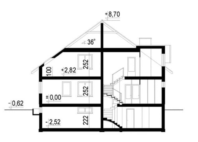 Rzut projektu WB-3400 - Przekrój